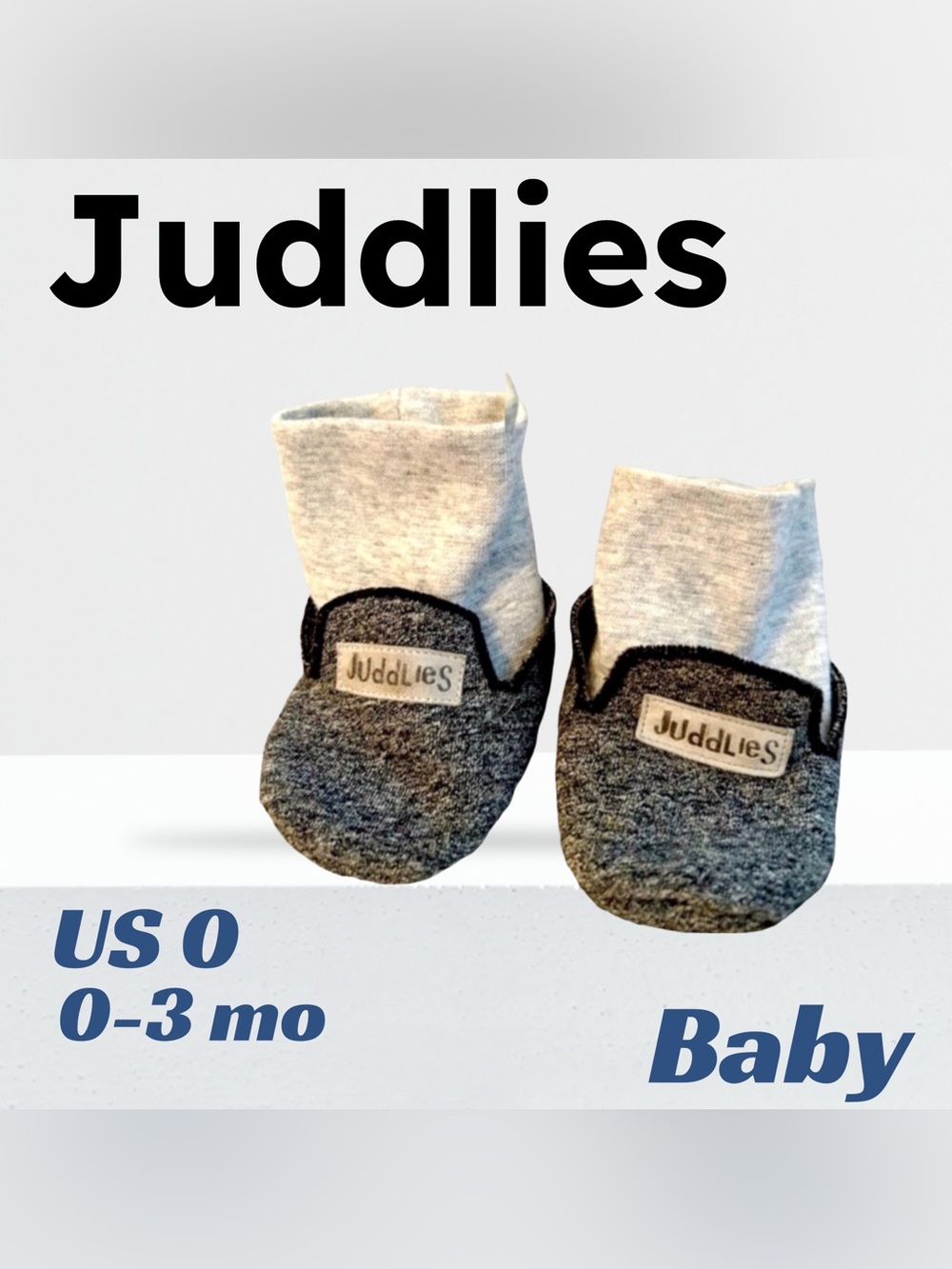 ✨HP✨ 🇨🇦👍VGUC JUDDLIES | 0-3 m | Unisex casual charcoal soft soles baby slippers